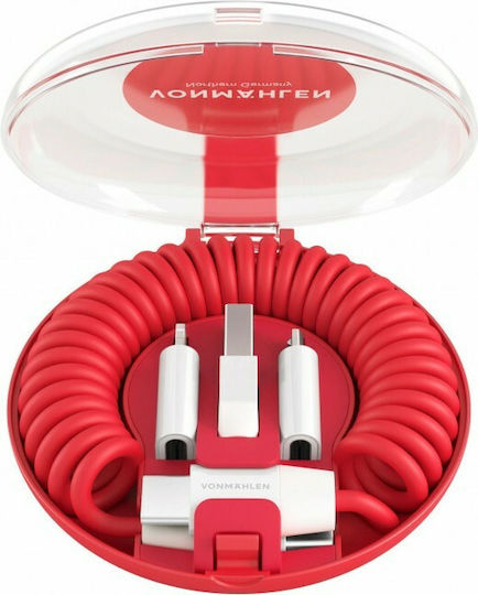 Vonmählen Allroundo C Spiral USB to Lightning Cable Κόκκινο 0.75m (R015P0003)