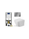 Creavit Set 5003-100 Wandhängende Toilette Randlos mit Spülung mit Schlank Deckel Duroplast Sanftes Schließen Weiße