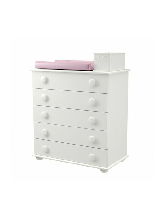 Φένια Baby Dresser with 5 Drawers White 82x45x90cm