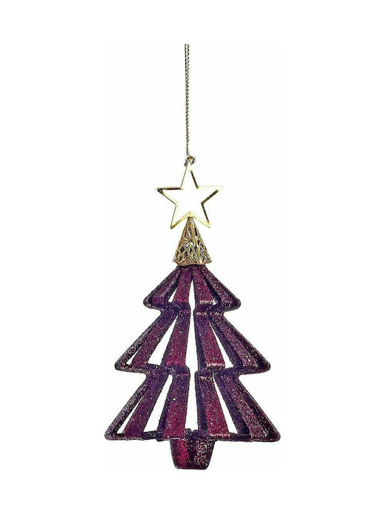 JK Home Decoration Weihnachtshänger Baum Metallisch Burgundisch mit Goldstaub