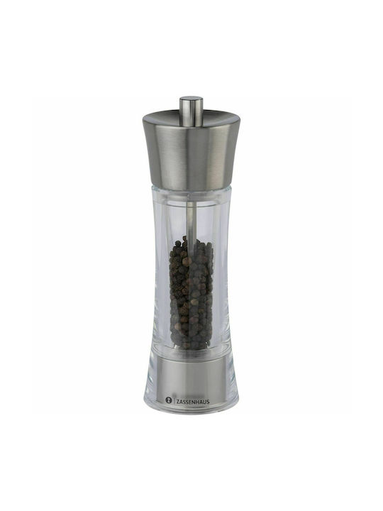 Zassenhaus Aachen Manual Glass Pepper Mill 18cm Silver