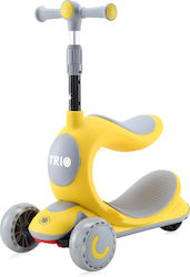 Lorelli Kids Scooter Foldable Trio 3-Wheel with Seat for 3+ Years Yellow