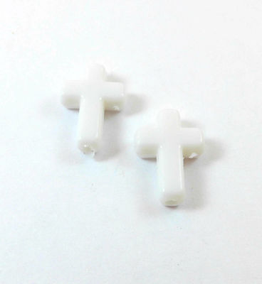 Acrylic bead cross 16x12mm/100 pcs White