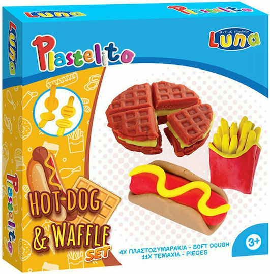 Luna Plasticine - Hot Dog & Waffle Play Set for 3+ Years, 4 Pieces