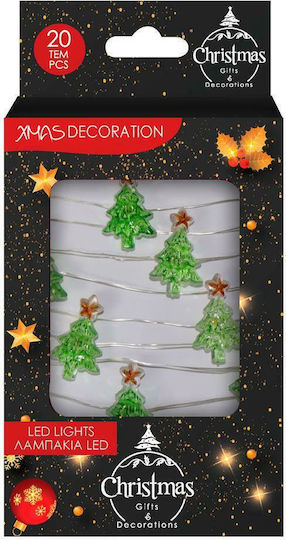 20 Lights LED 2.20m. White Battery in String 1pcs Little tree