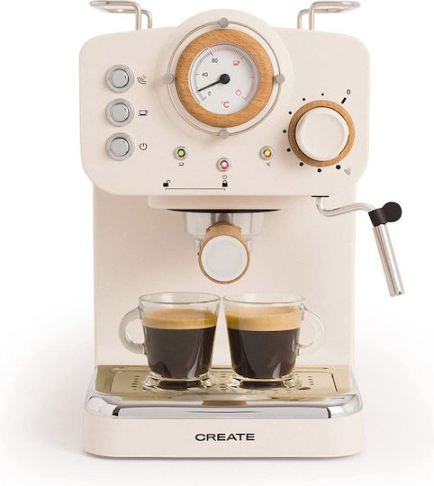 IKOHS Thera Matt Retro Create Espressomaschine 1100W Druck 15bar Beige