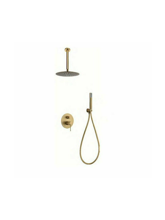 Imex Top Built-In Showerhead Set with 2 Exits Inox Oro