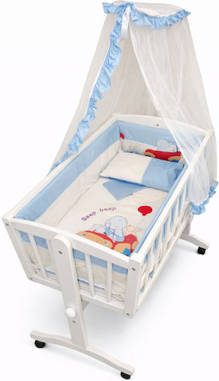 Beboulino Wiege Car mit Matratze und Rädern White