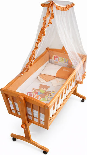 Beboulino Wiege Baby Bear mit Matratze und Rädern Weiß