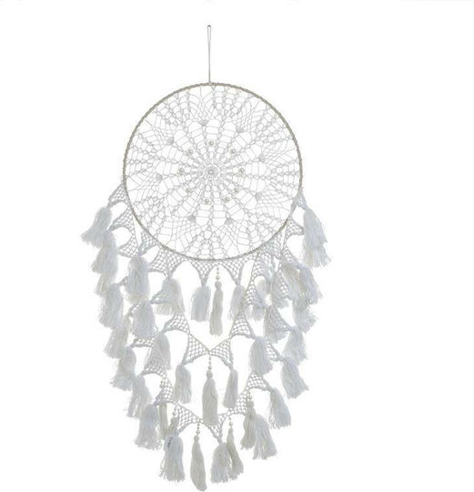 Inart Macrame Wall Decor Dreamcatcher Handmade Cream Fabric 40x84cm