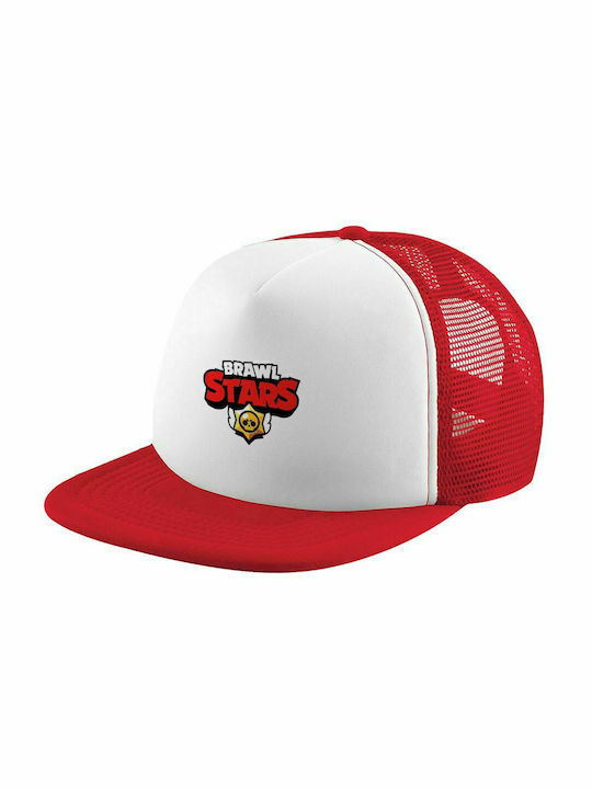 Brawl Stars, Erwachsenen Soft Trucker Hat mit Mesh Rot/Weiß (POLYESTER, ERWACHSENE, UNISEX, EINHEITSGRÖßE)