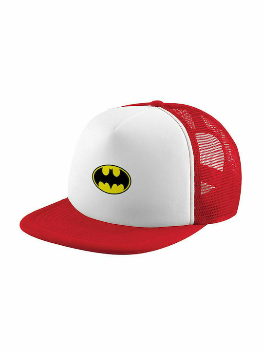 Batman, Erwachsenen Soft Trucker Hat mit Mesh Rot/Weiß (POLYESTER, ERWACHSENE, UNISEX, EINE GRÖßE)