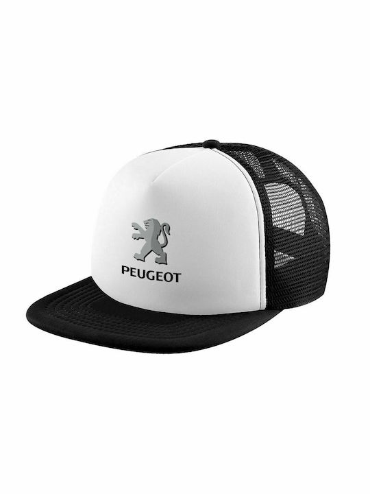 Peugeot, Erwachsenen Soft Trucker Hat mit Mesh Schwarz/Weiß (POLYESTER, ERWACHSENE, UNISEX, EINHEITSGRÖßE)