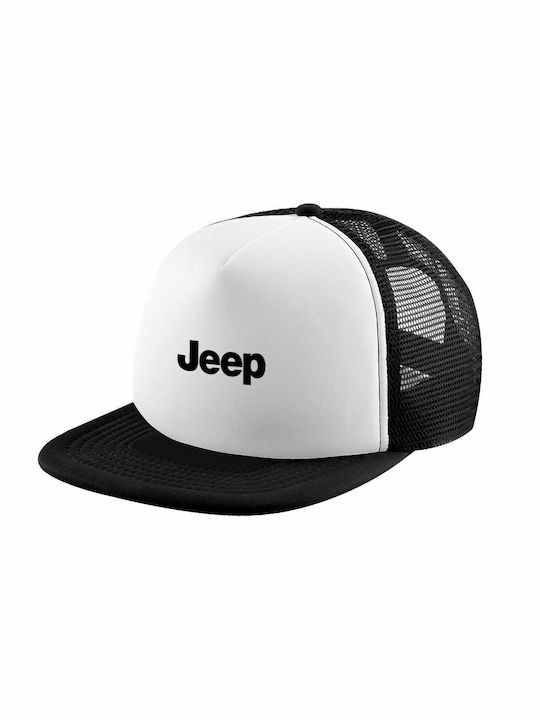 Jeep, Pălărie Trucker Moale pentru Adulți cu Plasă Negru/Alb (POLIESTER, ADULT, UNISEX, MĂRIME UNICĂ)