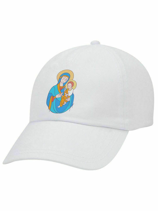 Maria, Mutter von Jesus, Erwachsenen-Baseballkappe Weiß 5-Panel (POLYESTER, ERWACHSENE, UNISEX, EINHEITSGRÖßE)