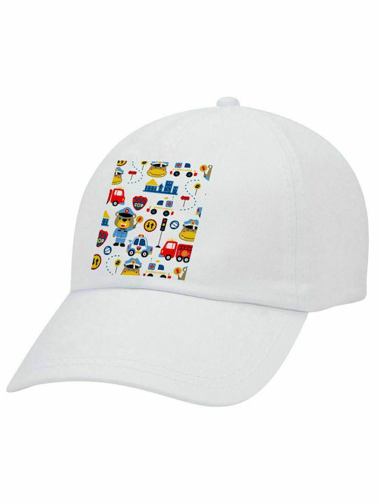 Rettungsteam Cartoon, Erwachsene Baseballkappe Weiß 5-Panel (POLYESTER, ERWACHSENE, UNISEX, EINHEITSGRÖßE)