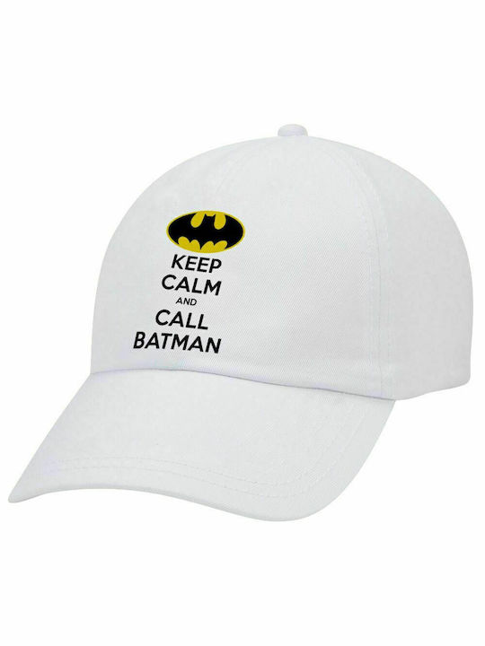 BLEIB RUHIG & Rufe BATMAN an, Erwachsene Baseballkappe Weiß 5-Panel (POLYESTER, ERWACHSENE, UNISEX, EINHEITSGRÖßE)