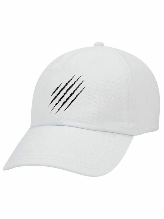 Claw scratch, Adult Baseball Hat White 5-panel (POLYESTER, ADULT, UNISEX, ONE SIZE)