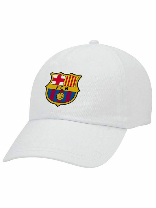 Căciulă de baseball pentru adulți Barcelona FC albă cu 5 panouri (POLIESTER, ADULT, UNISEX, MĂRIME UNICĂ)