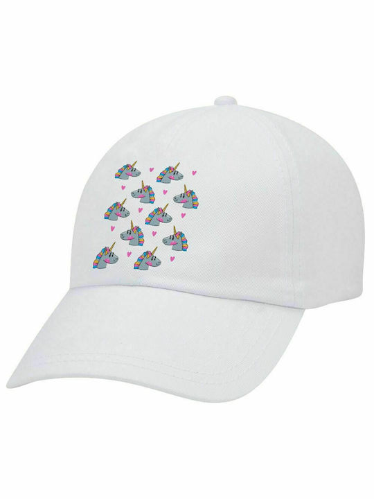 Unicorn, Adult Baseball Hat White 5-Panel (POLYESTER, ADULT, UNISEX, ONE SIZE)