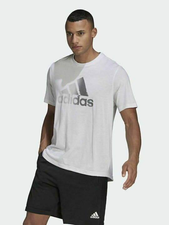 Adidas Designed To Move Αθλητικό Ανδρικό T-shirt Λευκό με Λογότυπο