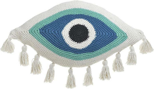 Inart Inart Throw Pillow Sofa Cushion White and Blue 65x35cm