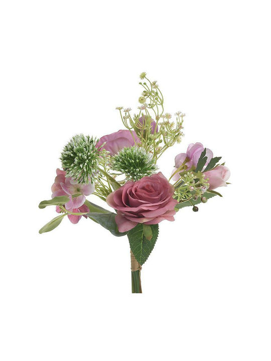 Inart Μπουκέτο από Τεχνητά Φυτά Ροζ 40cm