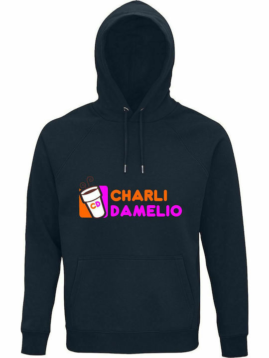 Hoodie Unisex, Organic " Charli Damelio Dunkin Donuts, TIK TOK ", French Navy