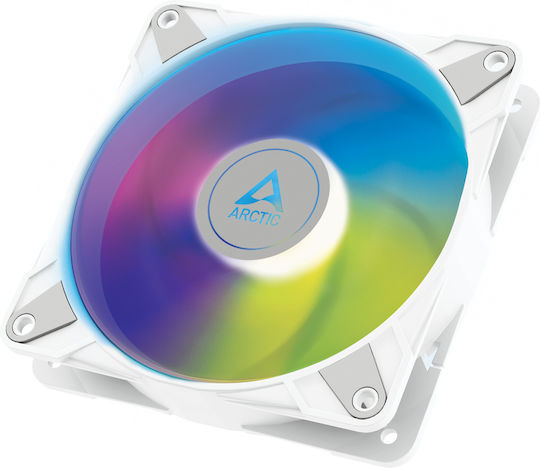 Arctic P12 PWM PST 0dB Вентилатор за кутия 120мм (2000 оборота / 48.8 куб.м/ч) с ARGB осветление и 4-изводна ШИМ свързване Бял