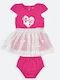 Rochie Fete Mâneca Scurtă Set Cu Chilot Fuchsia
