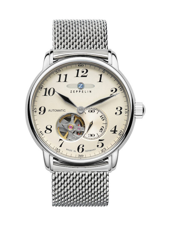 Zeppelin Watch Chronograph Automatic with Silver Metal Bracelet