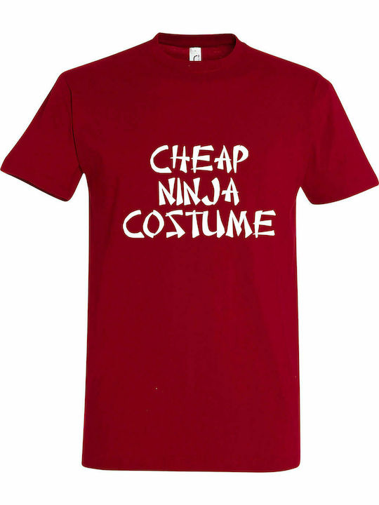T-shirt Unisex " CHEAP NINJA COSTUME ", Dunkelrot