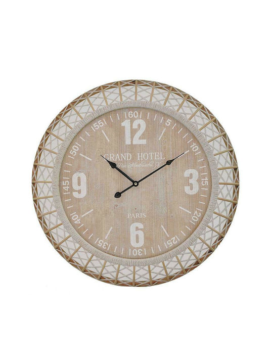 Inart Antique Wall Clock Wooden Natural / White Ø58cm