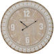 Inart Antique Wall Clock Wooden Natural / White Ø58cm