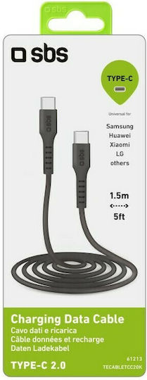 SBS USB 2.0 Cable USB-C Male - USB-C Black 1.5m