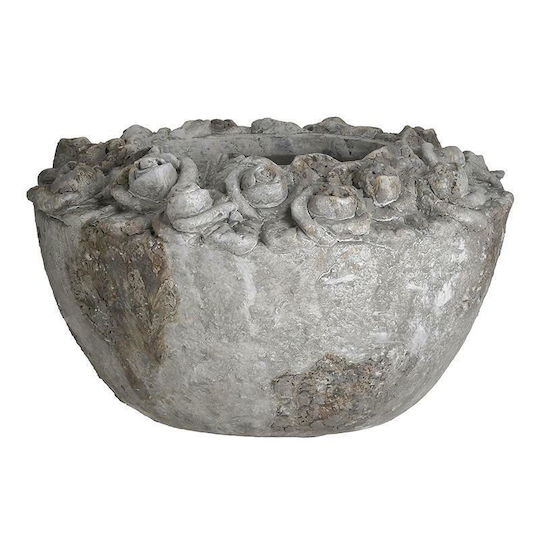 Inart Διακοσμητικό Μπωλ Τσιμεντένιο Ασημί 26x26x16cm
