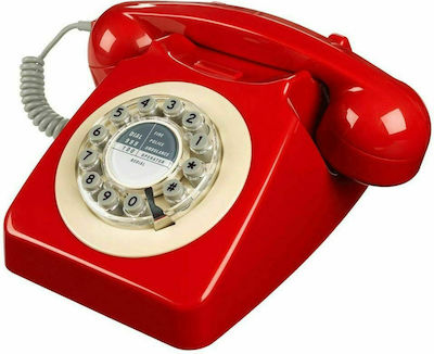 Wild & Wolf 1960's 746 Ενσύρματο Τηλέφωνο Ρετρό Κόκκινο
