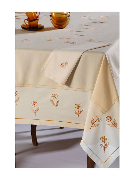 Silk Fashion 623 Cotton Tablecloth with Embroidery Κίτρινο 140x180cm