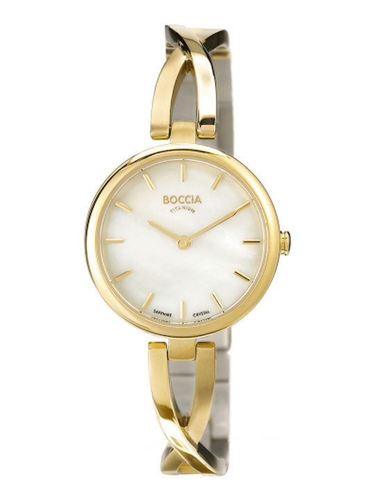 Boccia Damen Uhr mit Gold Metallarmband