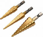 Yato Set of 3 Conical Drills with Hexagonal Shank for Metal