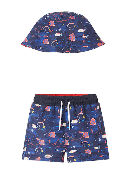 Mayoral Kids Swimwear Swim Shorts with Hat Navy Blue
