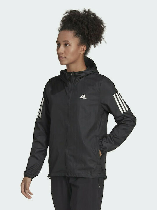 Adidas Own the Run Γυναικείο Μπουφάν Running Αδιάβροχο και Αντιανεμικό Μαύρο