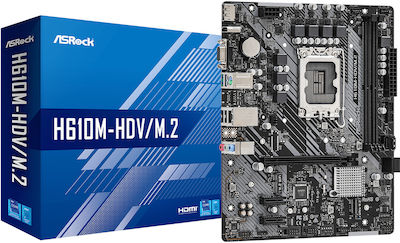 ASRock H610M-HDV/M.2 Дънна платка Micro ATX с Intel 1700 Сокет