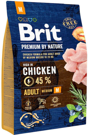 Brit Premium By Nature Adult Medium 8kg Dry Food Gluten-Free for Adult Medium Breed Dogs with Chicken