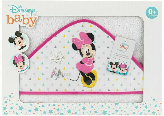 Interbaby Baby Hooded Towel Minnie Pink 100x100cm