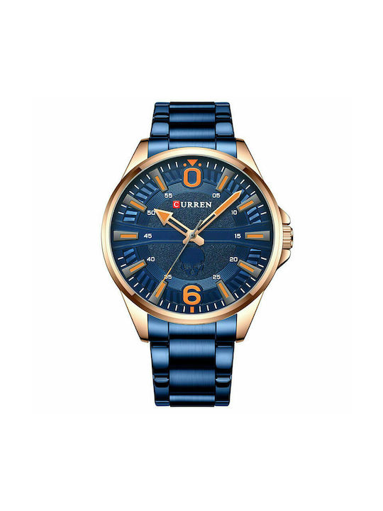 Curren 8389 Ρολόι Μπαταρίας με Μεταλλικό Μπρασελέ σε Μπλε χρώμα