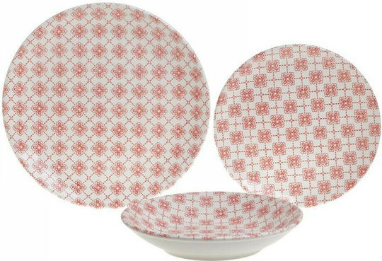 Click Roșu Ceramică Set de Vase 18buc