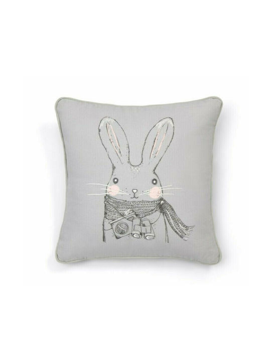 Mamas & Papas Kids Square Throw Pillow Rabbit 30x30cm Gray