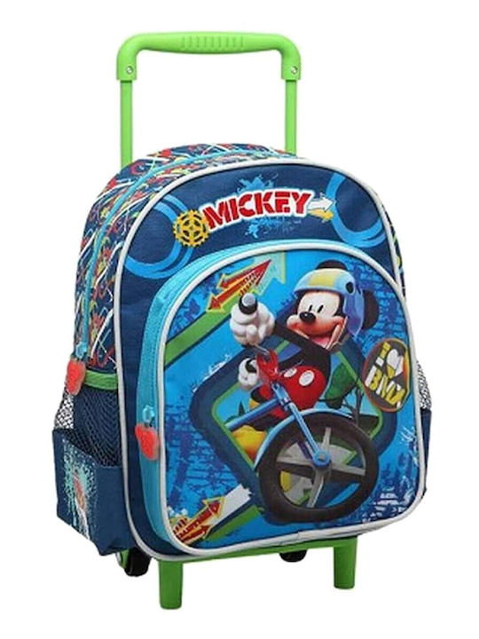 Diakakis Mickey Mouse School Bag Trolley Elementary, Elementary Blue with Water Bottle Holder