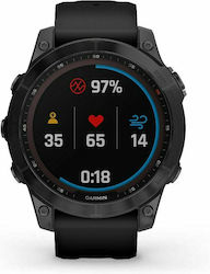Garmin Fenix 7 Sapphire Solar Titanium 47mm Waterproof Smartwatch with Heart Rate Monitor (Black DLC Titanium with Black Band)
